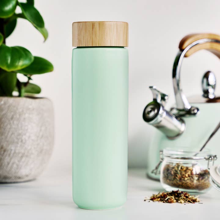 Pinky Up - Wholesale Insulated Mug/Tumbler - Tatyana™ Ceramic Travel Mug with Infuser in Turquoise3