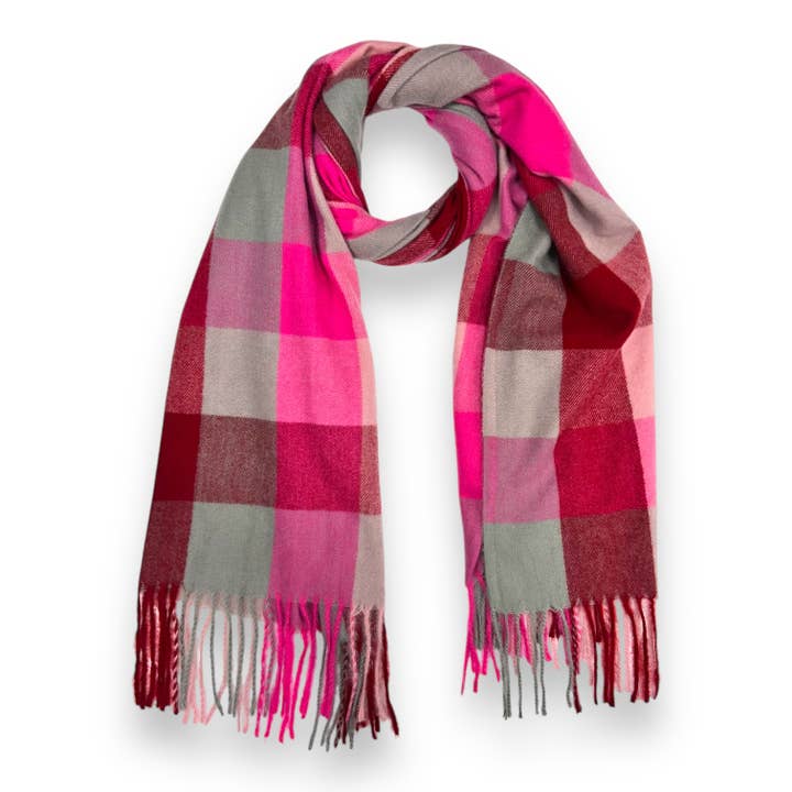 London Scarves - Wholesale Scarf - Women's - Classic colourful mini check scarf with tassels6