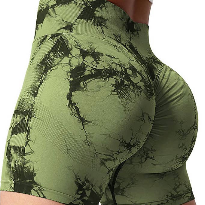 HIDDENBRAND - Wholesale Athletic Shorts - Women's - Seamless Tie Dye Yoga Pants High Stretch Gym Shorts