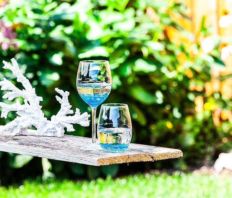 Abbott - Vente Verres à vin - Poisson Bleu/Transparent Verre Taillé8