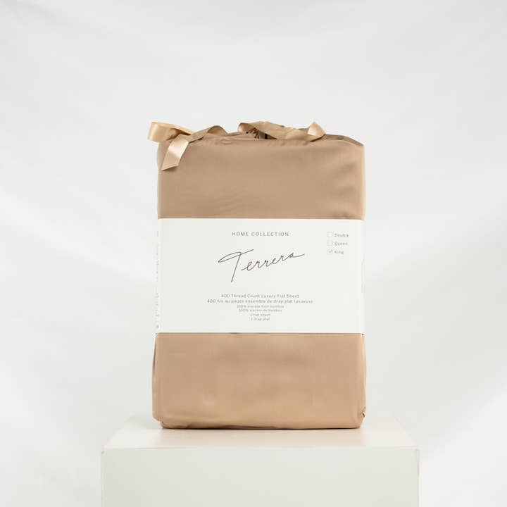 Drap Plat en Bambou Terrera - Taupe Chaud pour la vente par Terrera