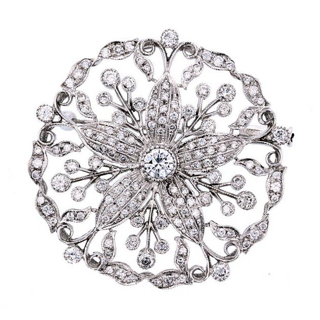 14kt Diamond Flower Brooch / Pin for wholesale by NYMAN JEWELERS