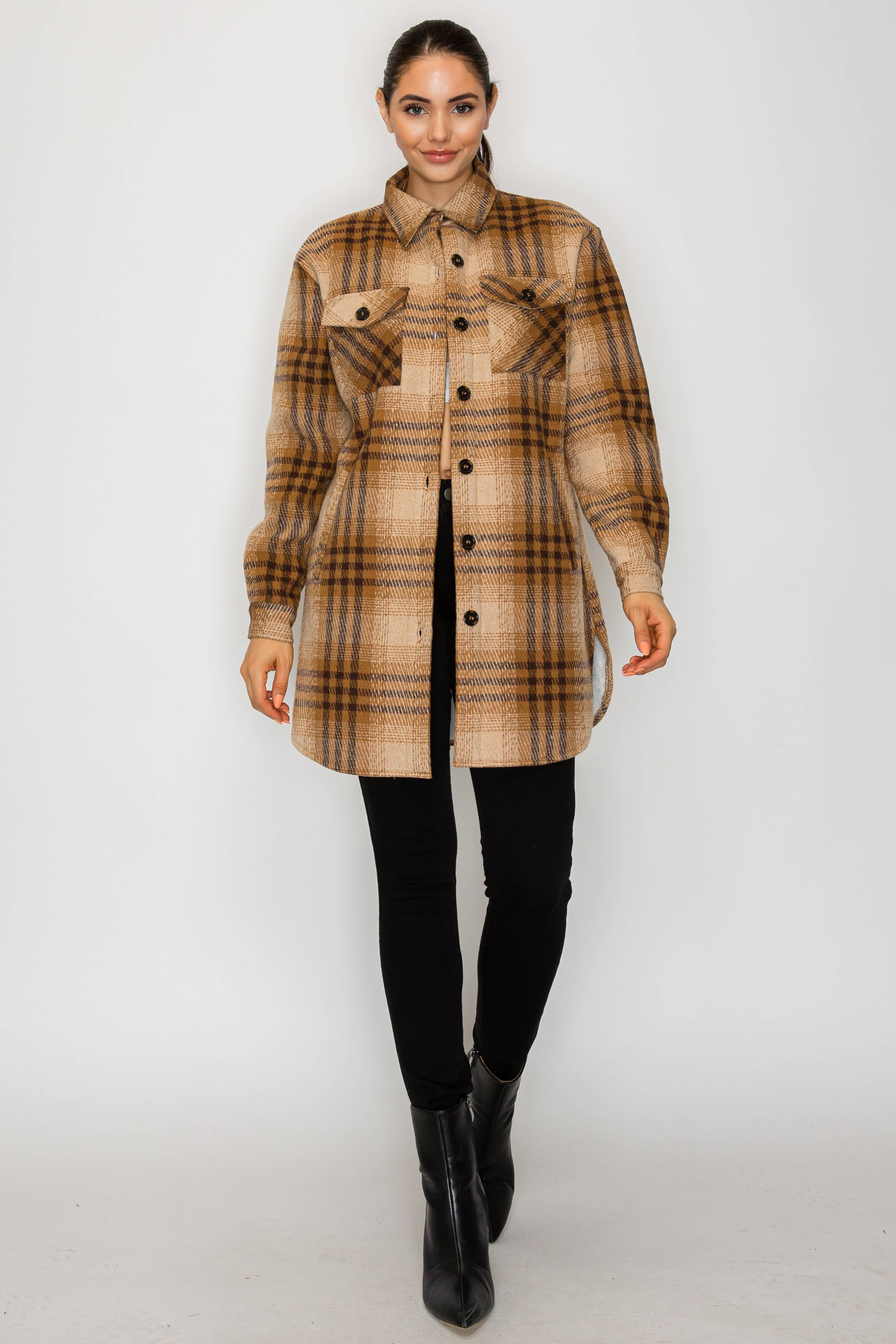 PATRONCITO USA INTERNATIONAL, INC - Wholesale Shirt Jacket/Shacket - Women's - Women Plaid Long Button Shirts Jackets (Shakets) LJ450-202535