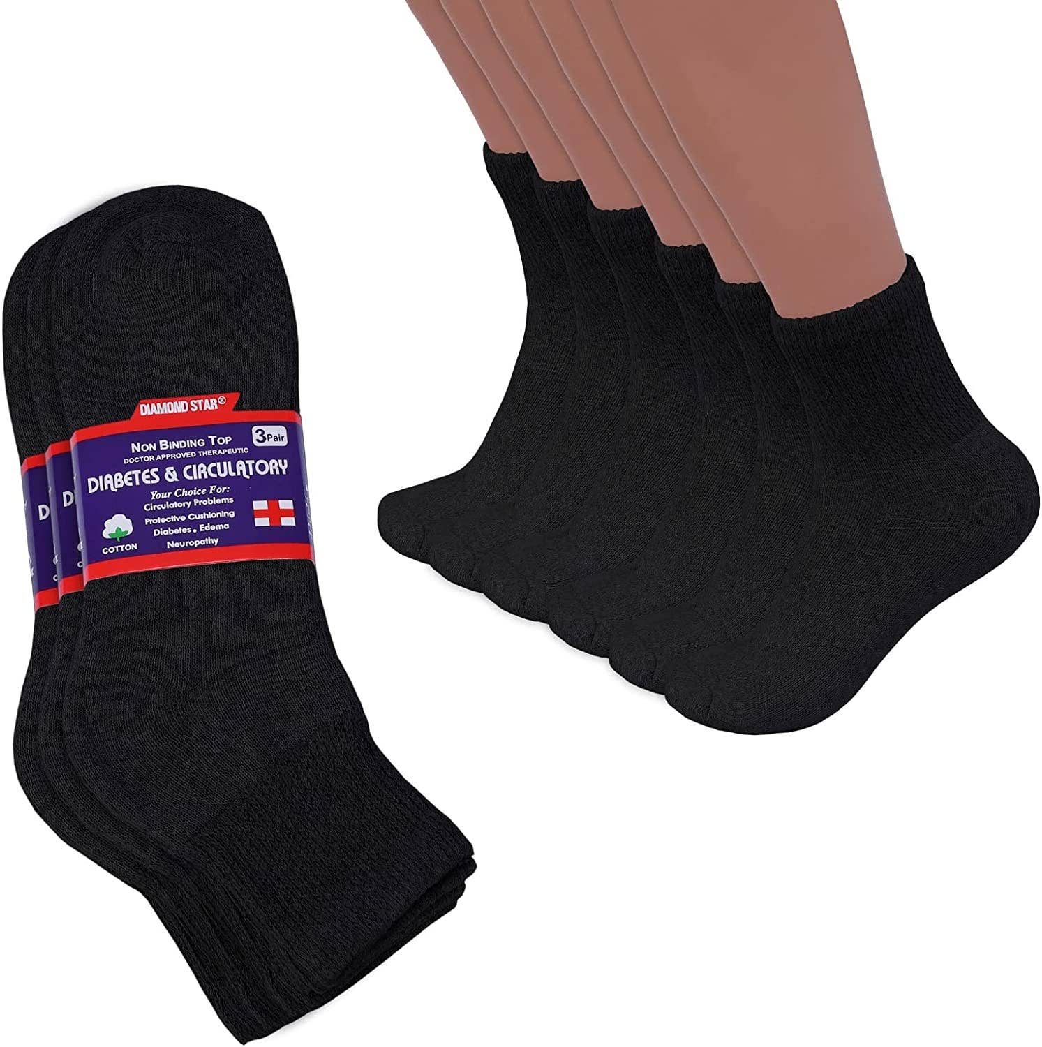VINCO GROUP - Wholesale Socks - Unisex - Diabetic Ankle Socks, Non-Binding Circulatory Doctor Approved Cushion Cotton Quarter Socks for Men’s Women’s.0