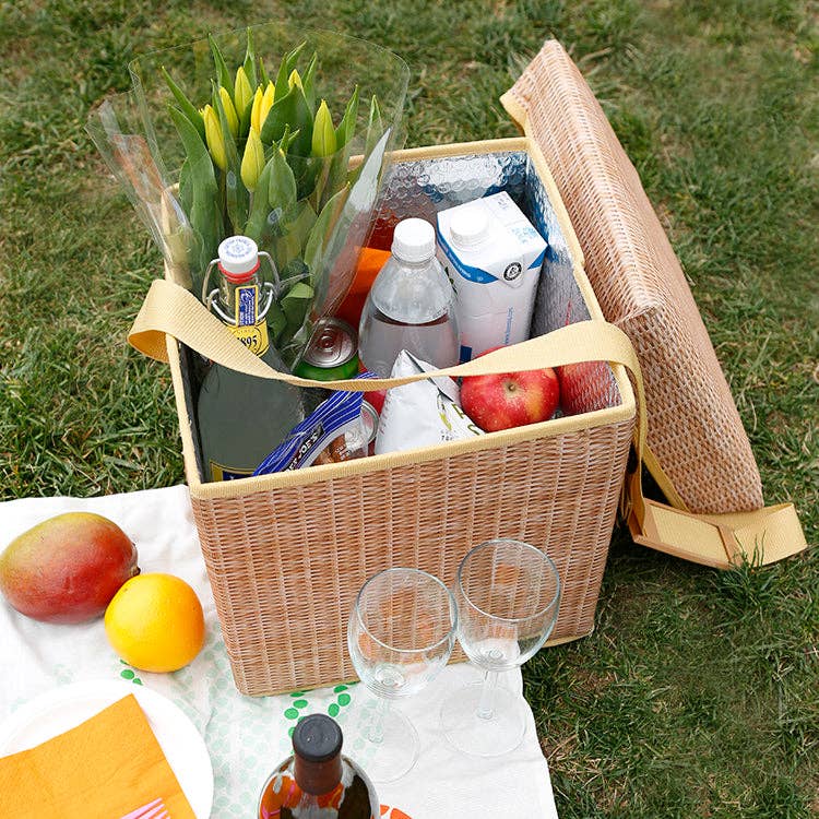 Kikkerland Design Inc - Wholesale Cooler/Cooler Bag - Wicker Picnic Cooler Seat2