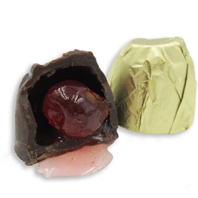 Asher Cordial Cherries Dark Chocolate Gold Foil 6lb for wholesale by Royal Wholesale