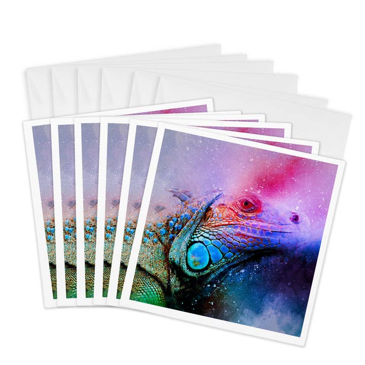 3dRose, Watercolor Art of Reptile Leguan Lizard, Greeting Card for wholesale by 3dRose