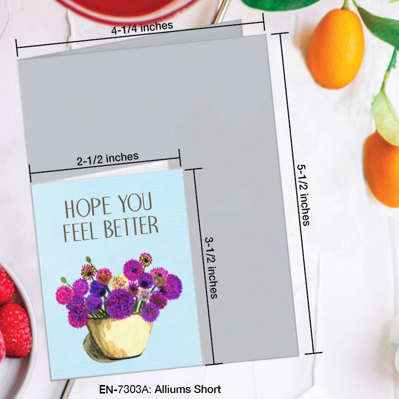Printed Canvas - Wholesale Get Well Card - Alliums Short, Greeting Card (#7303A)1