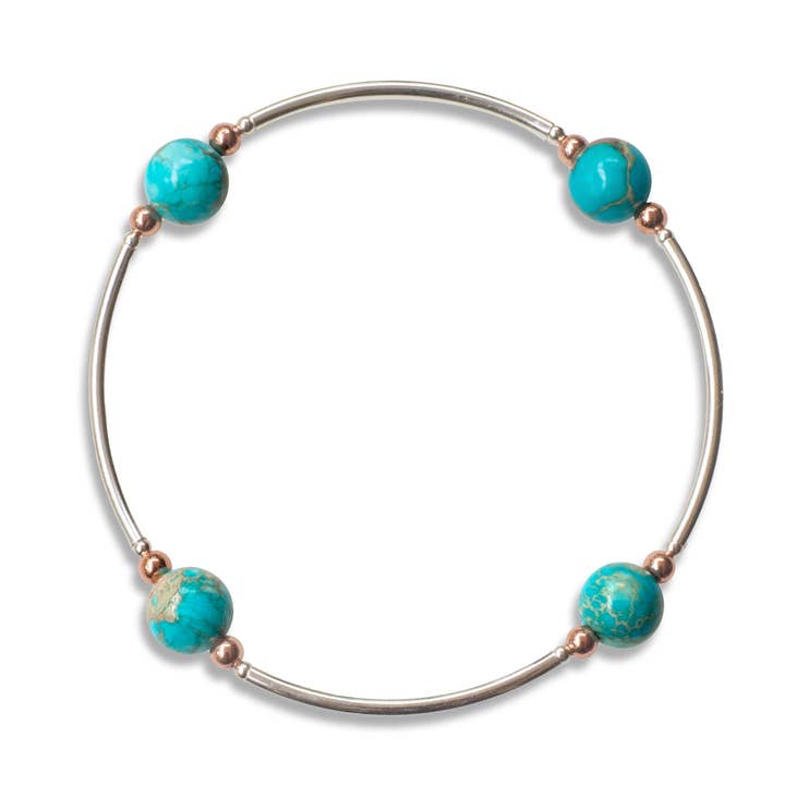 Bracelet bénédiction en jaspe bleu 8 mm pour la vente par Made as Intended