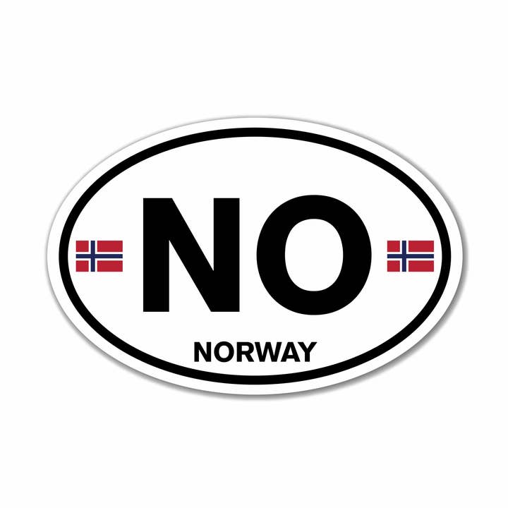 Autocollant ovale de voiture style euro Norvège pour la vente par Scandinavian Design Studio