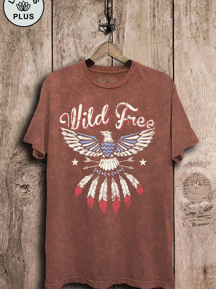 Lotus Fashion Collection - Wholesale Screen Printed T-Shirt - Women's - Wild Free Eagle Graphic Top