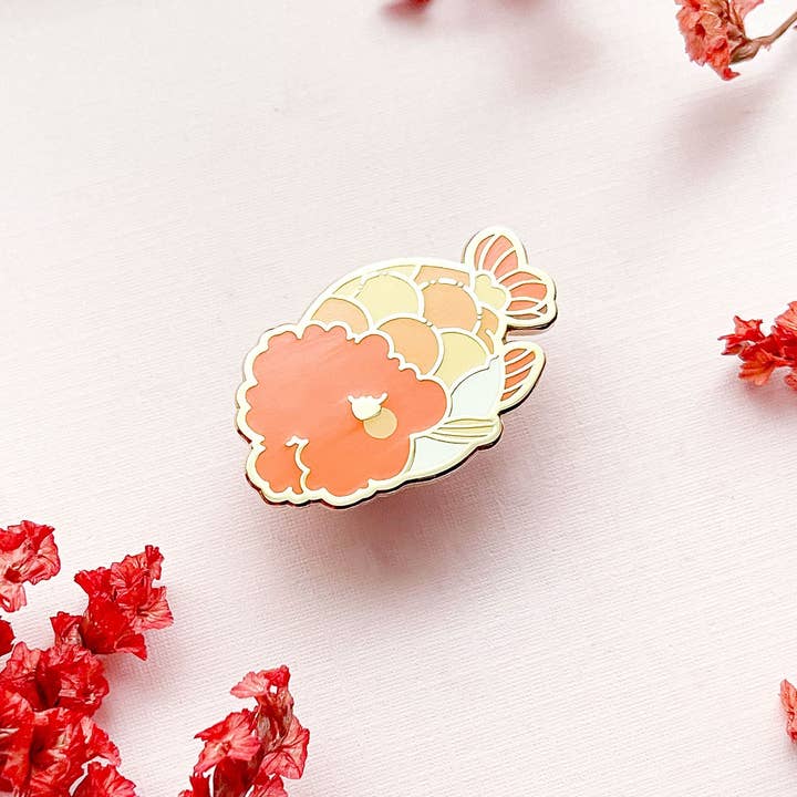 Alum and Ink - Wholesale Lapel Pin/Button - Ranchu Goldfish Enamel Pin8