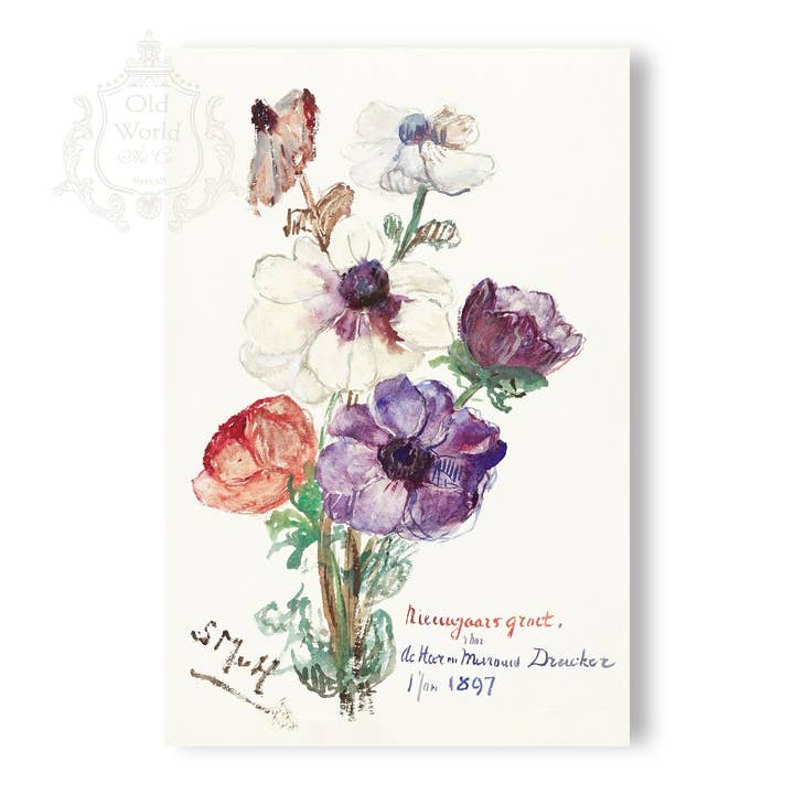 Bouquet of Anemones Print for wholesale by Old World Art Co.