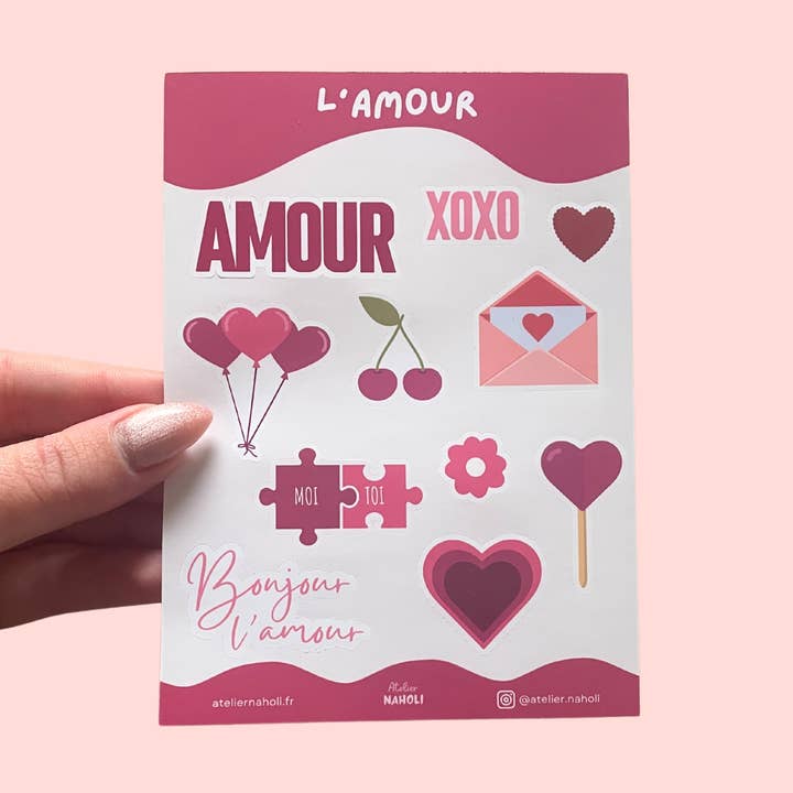 Foglio di adesivi - amore - A6 per la vendita all'ingrosso da parte di Atelier Naholi