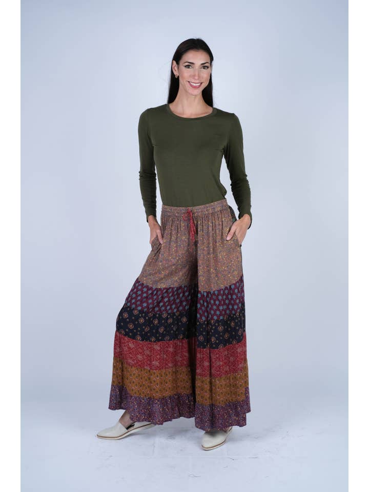 Sacred Threads - Wholesale Pants - Women's - Patchwork Rayon Palazzo Pants