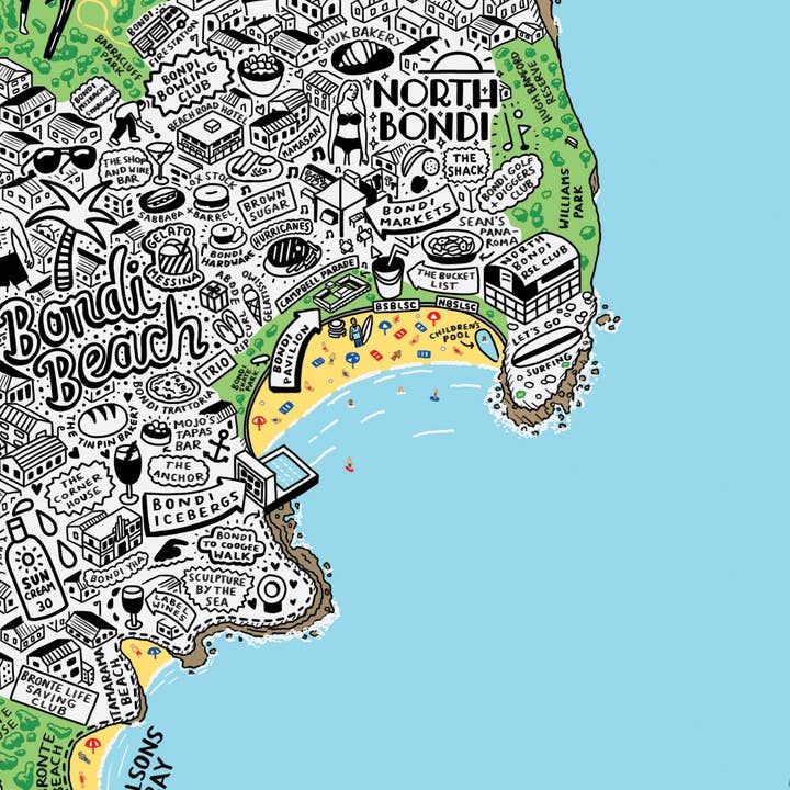 Evermade - Wholesale Art print - Hand Drawn Map of Sydney Art Print4
