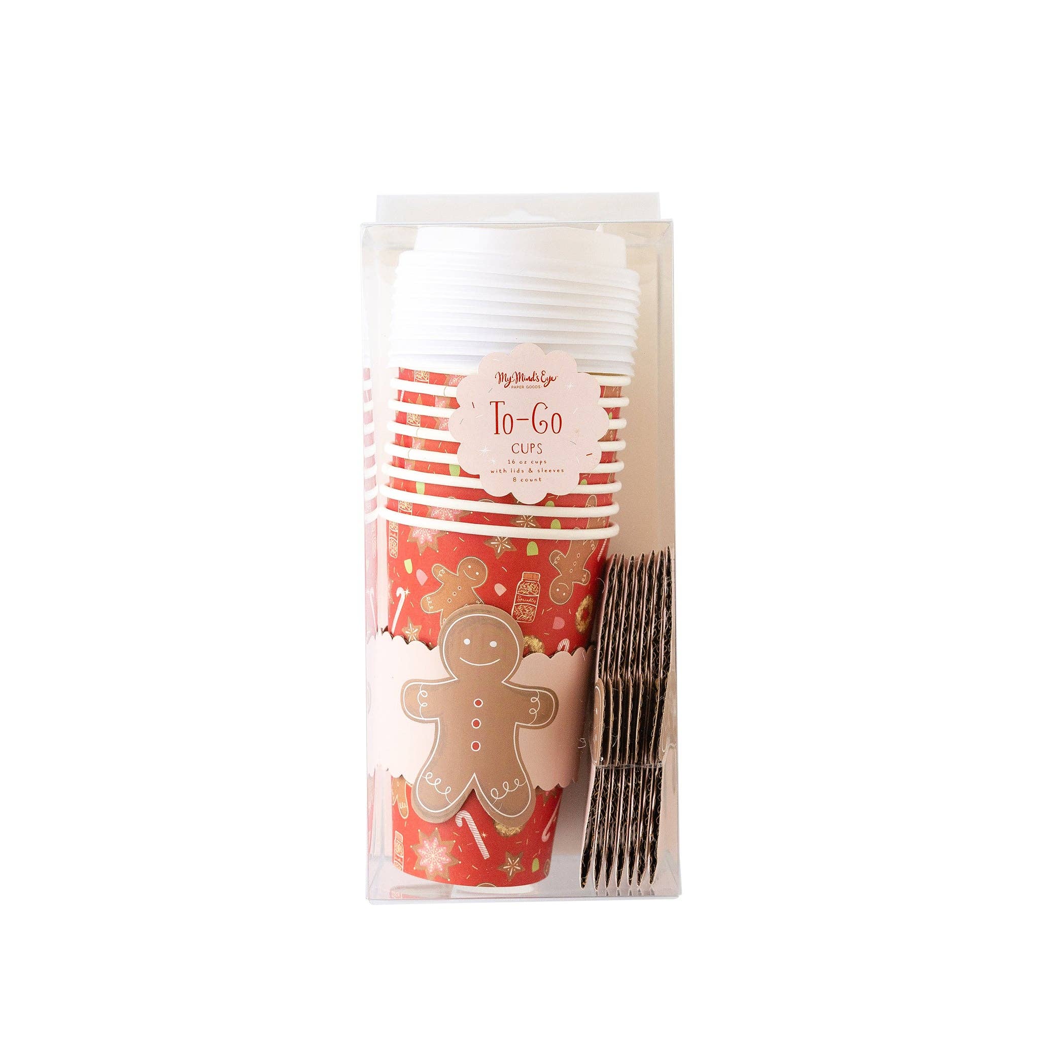 My Mind’s Eye - Wholesale Disposable Cup - PLTG251A - Gingerbread Man To-Go Cups 8 ct0