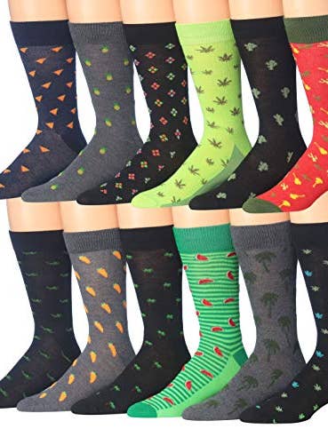 James Fiallo Mens 12 par roliga ansikten randiga färgglada besättningsstrumpor för wholesale av Gold Hose LLC