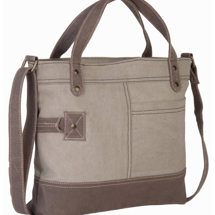 Mona B. - Wholesale Crossbody bag – Women's - Jules Up-Cycled Canvas Women's Crossbody Bag - Ice Gray2