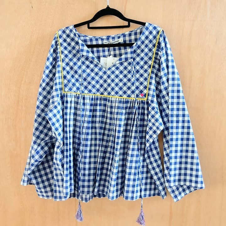 Camisa Azul Checkerts TPS7002 DAWN Puro Algodão por atacado de Cinnamon Creations