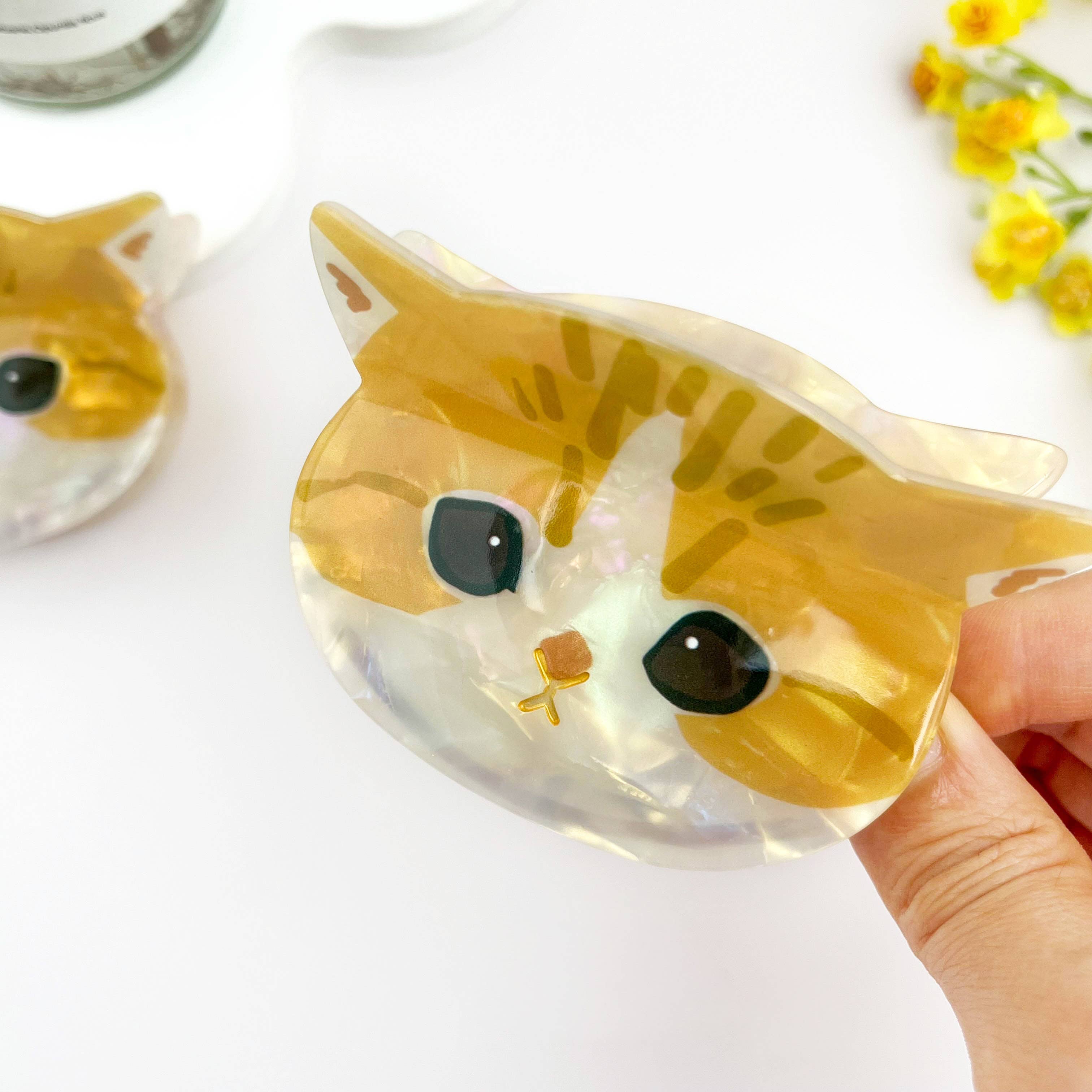 Yellow Adorable 3D Cat Acetate Hair Claw Clip – Cute & Quirky Style for wholesale on Faire2