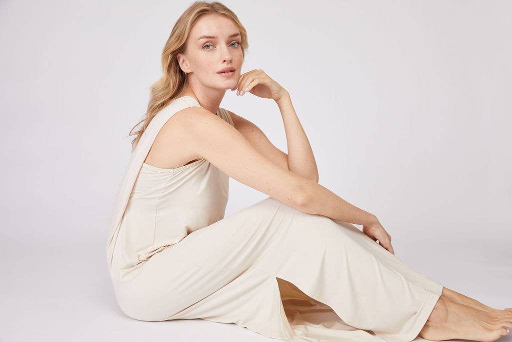 Pure Fiber - Wholesale Dress - Women's - Bamboo Sleeveless Dress – Fluid, Silky Soft Drape4