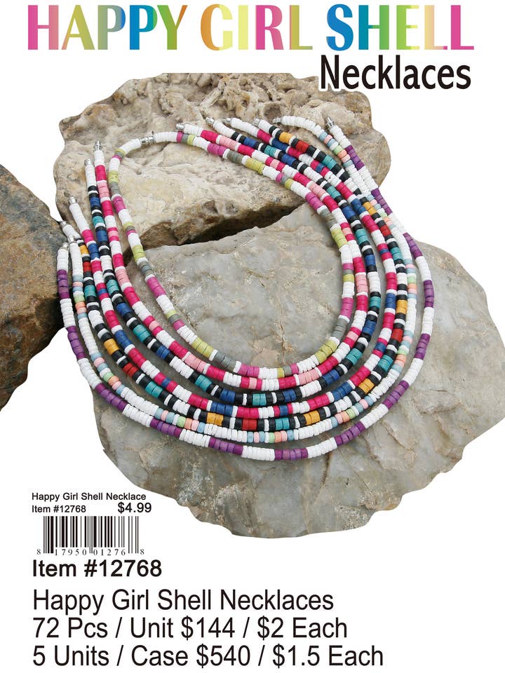 Collares Happy Girl Shell para venta al por mayor de Puka Creations