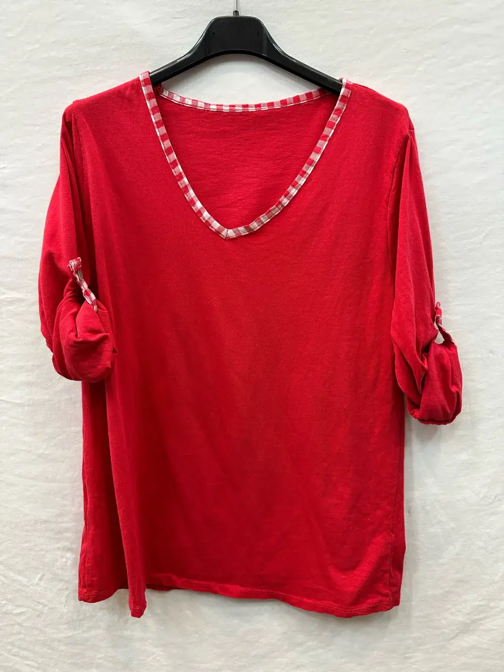 Mimi & Gogo – T-shirt – Mulher por atacado – T-shirt gola vichy @96893_TsColVichy4