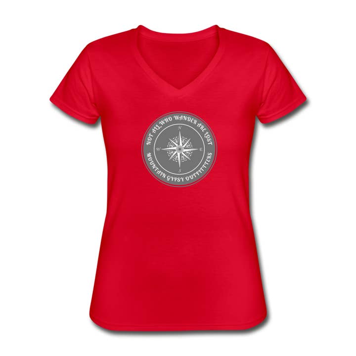 Not All Who Wander V-neck Tee for wholesale by Mountain Gypsy Outfitters