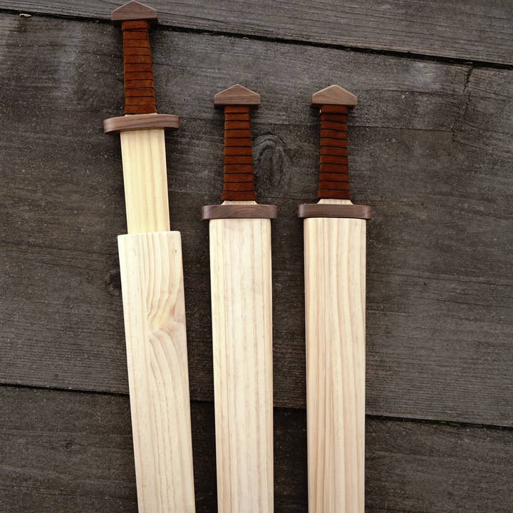 Backwoods Provisions - Wholesale Classic Toy - Kids - Large Viking Sword, Wooden Sheath with Leather Wrapped Handle1