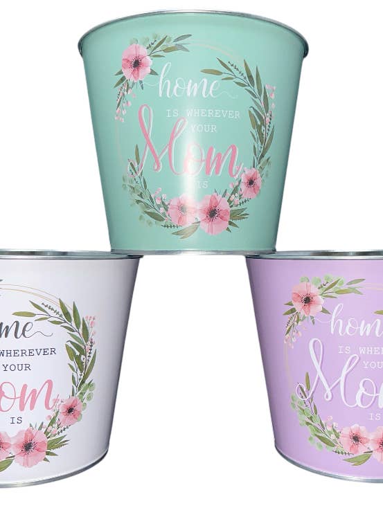 "Home is Wherever Your Mom Is" Metal Pots -- 12 Pack for wholesale by Thompson Wholesale