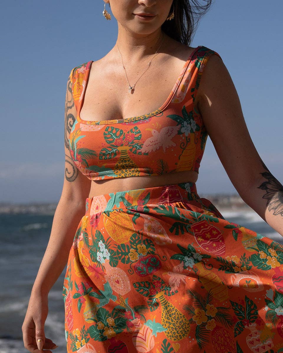 Sun & Sanctuary - Wholesale Tank Top - Women's - The Zephyr Cropped Tank Top in Vase de Flores