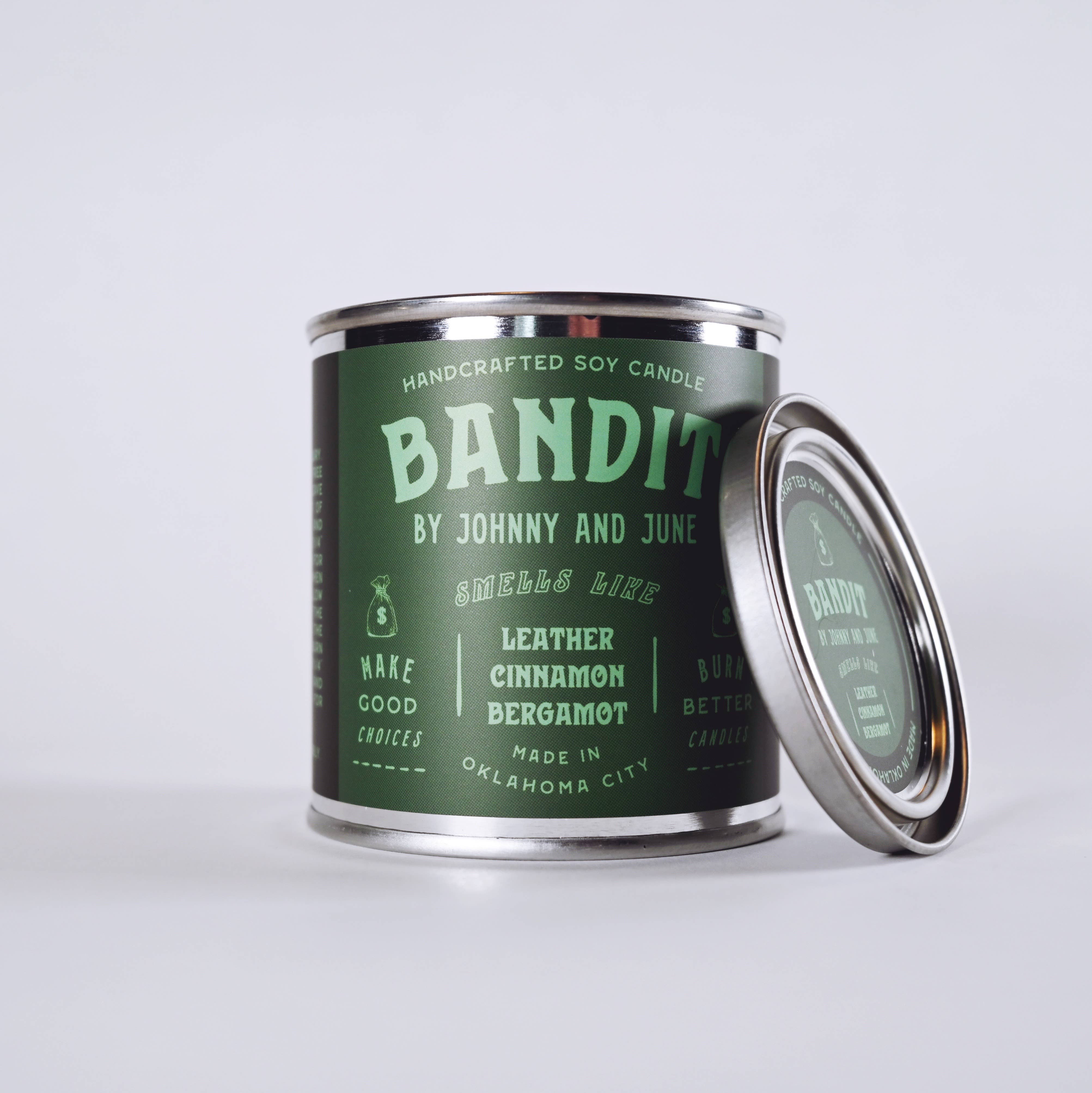 Johnny and June - Wholesale Travel Candles - Bandit 8oz Tin Soy Candle
