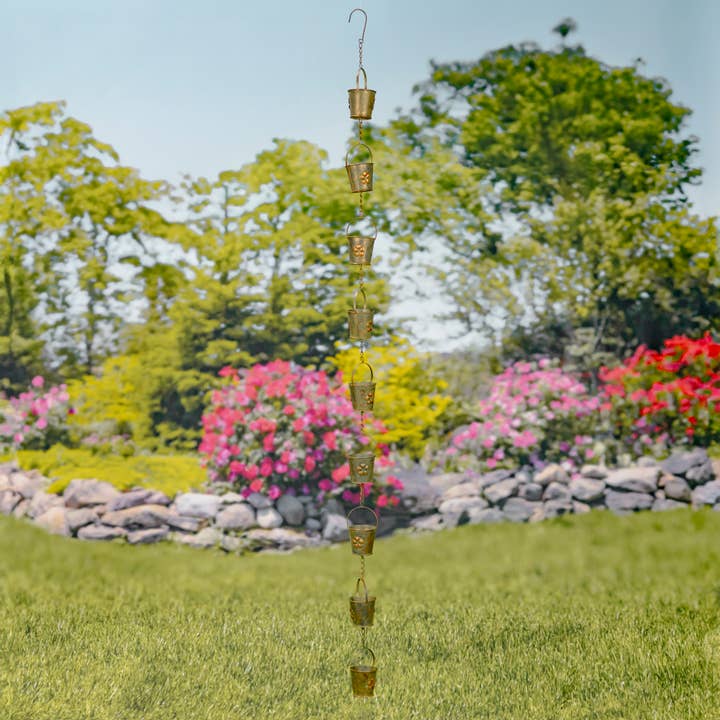 Zaer Ltd. International - Wholesale Outdoor Ornament/Decor - 78" Long Iron Bucket Rain Chain- 2 Color Options