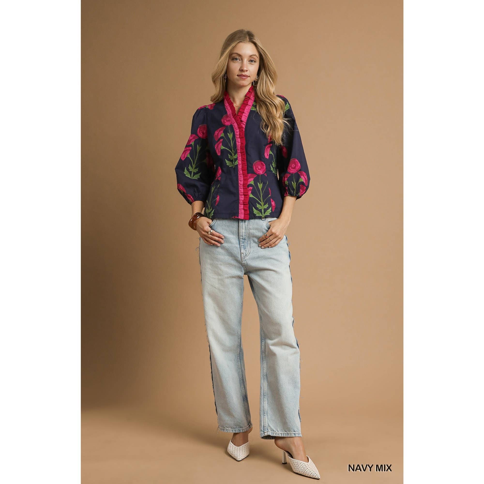 STYLE USA - Vente Tunique – femme - Haut à volants à imprimé floral12
