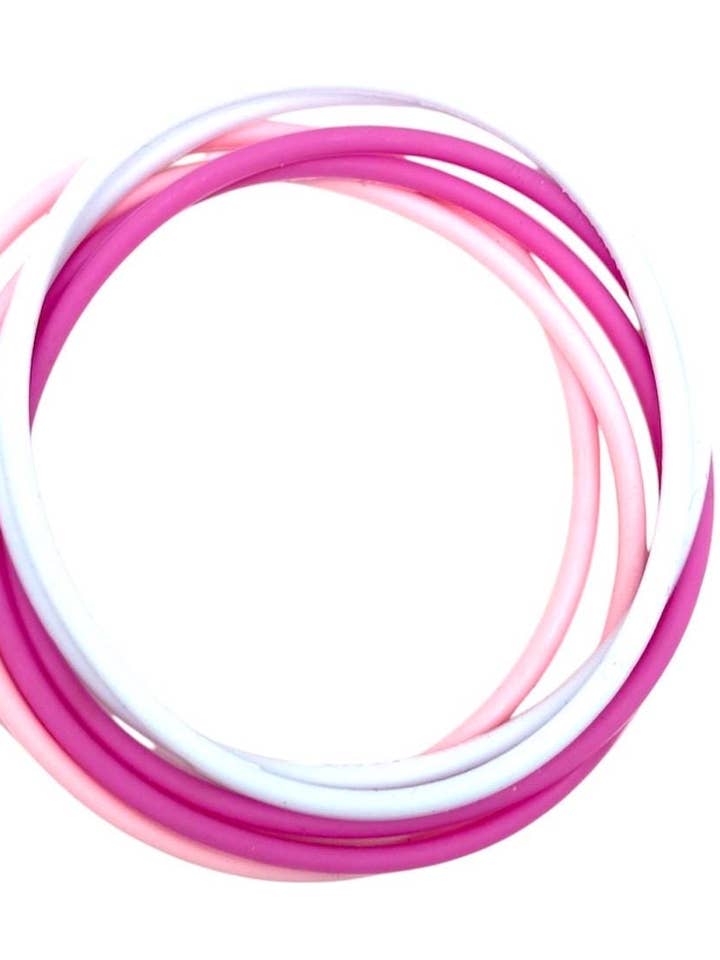 Women’s  Silicone Jelly  Bracelet - Sweetheart Stack - Stackable - set of 6 - size 6.5” for wholesale by ASAP Craft Supplies