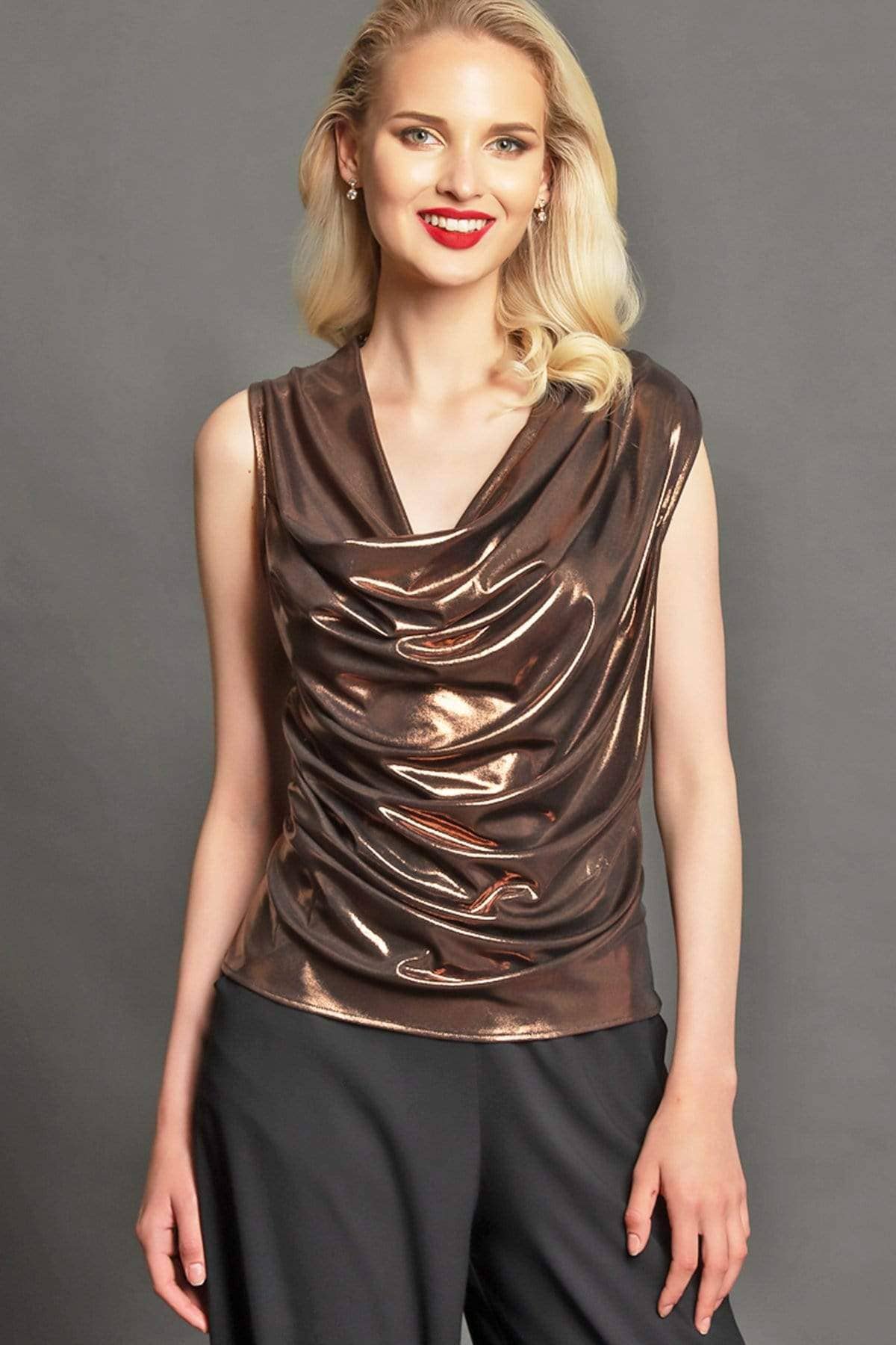 Eva Franco - Wholesale Knit Top - Women's - Bacall Metallic Knit Top - Copper0