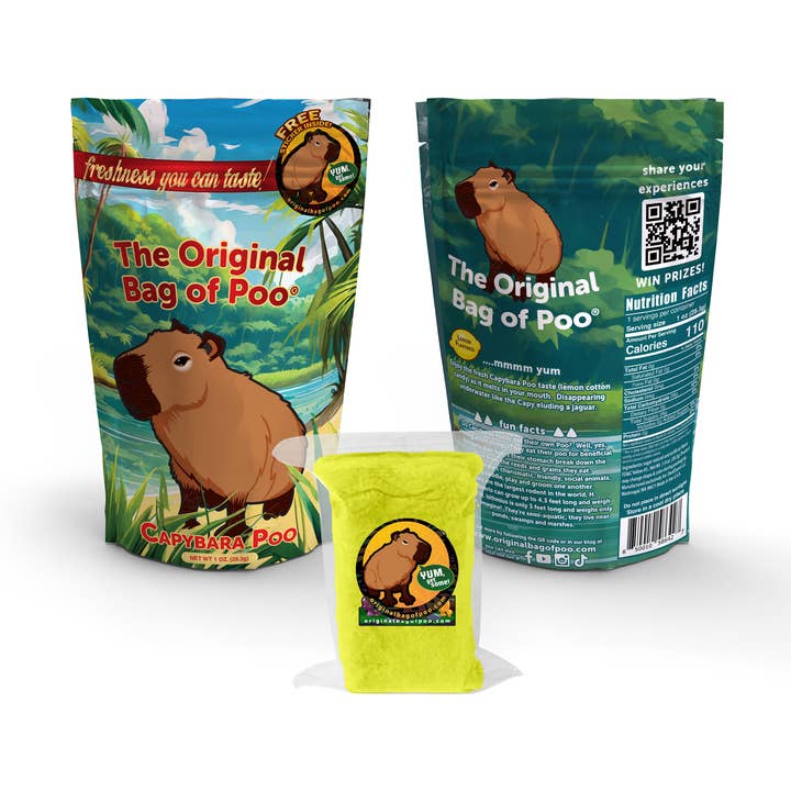 Le Sac de Crotte Original® (Crotte de Barbe à Papa de Capybara) pour la vente par "The Original Bag of Poo"® Novelty Cotton Candy
