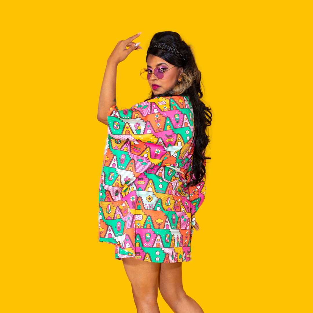 Blue Platypus - Wholesale Dress - Women's - 8-Bit A-Frames Mini Muumuu in Bright Day6