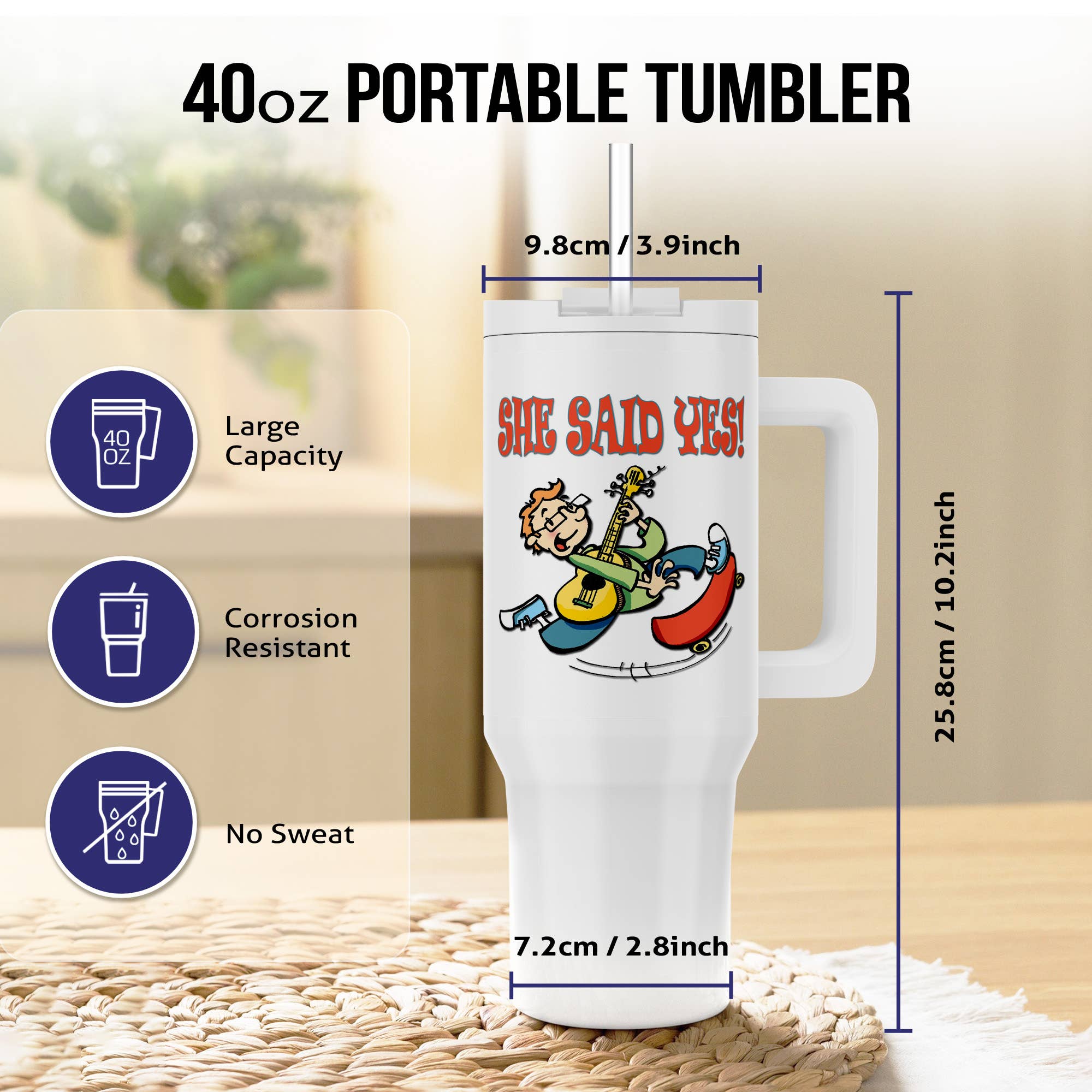 3dRose – wholesale Insulated mug/tumbler – 3dRose, She said YES., Tumbler6