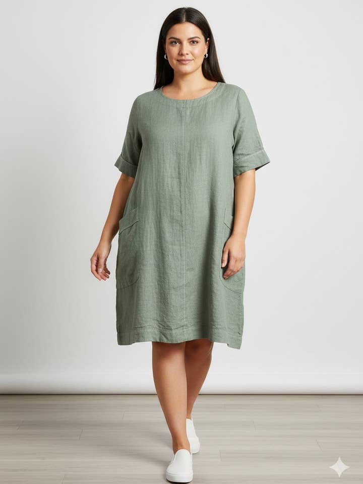 Dress 28132 100% linen for wholesale by la maison des fibres naturelles