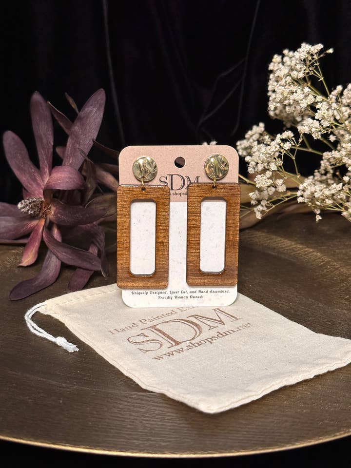 Walnut Wood Rectangles With Metal Posts for wholesale by SDM