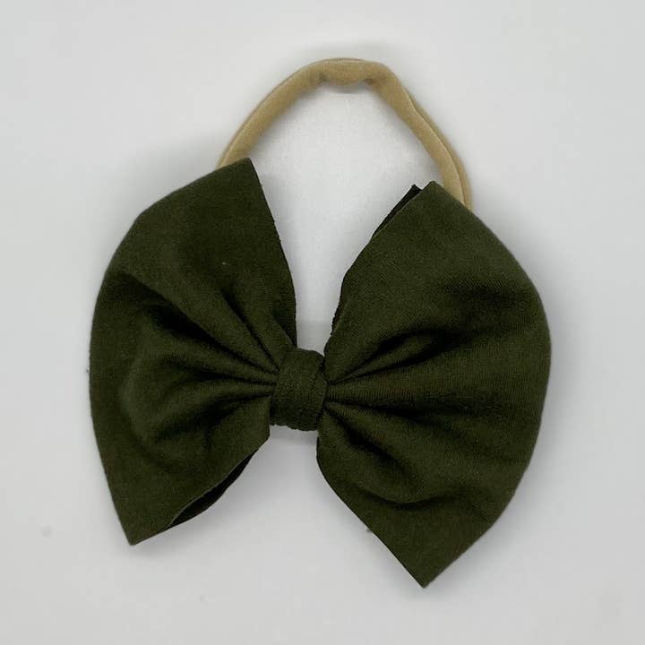 Olive Bow for wholesale by Happy Badger Headbands LLC