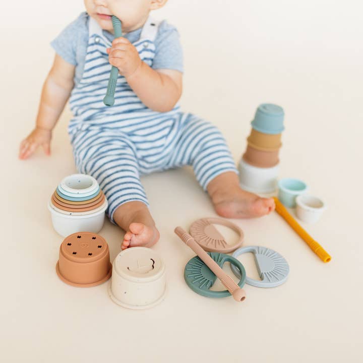 Chewable Charm - Wholesale Stacking Rings Game - Baby - Silicone Teether Stacker Cups9