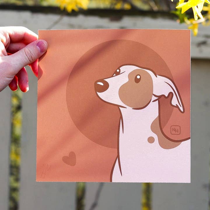 NIEUW! Noodle met gevlekte stippen | 8x8" opdruk voor wholesale door Noodle Horse Doodles