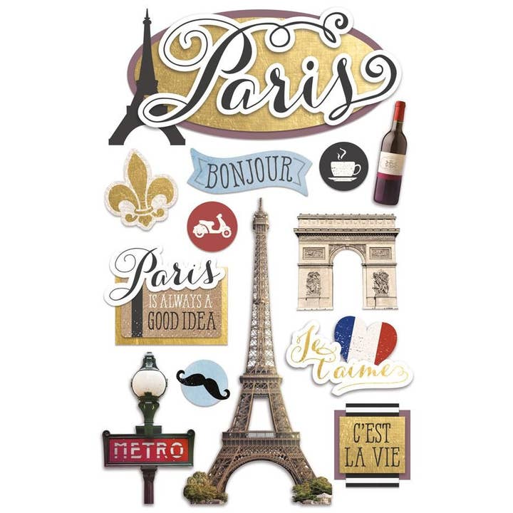 Paper House Productions - Wholesale Sticker - Discover Paris Dimensional Sticker