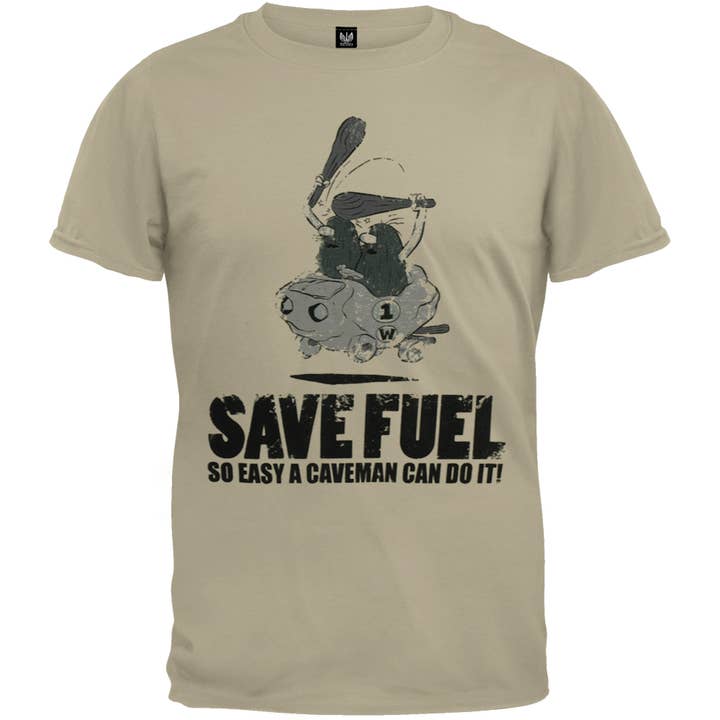 Captain Caveman - Save Fuel Distressed Men's T Shirt for wholesale by Official Store