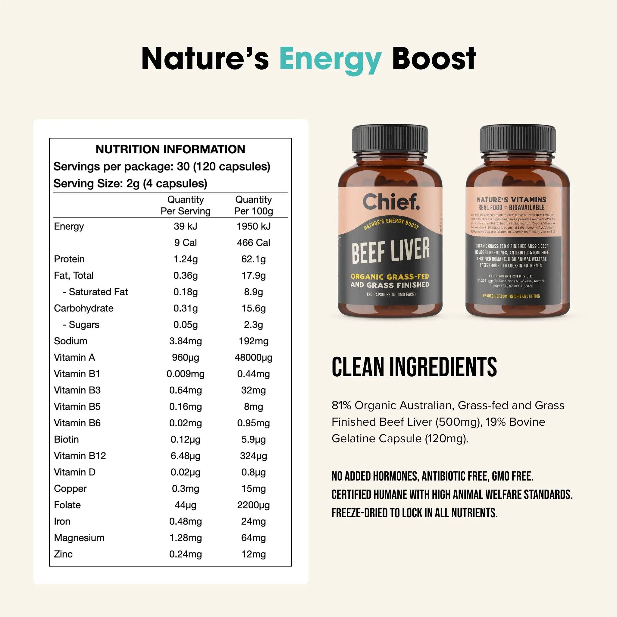 Chief Nutrition - Wholesale Oral Supplement/Vitamin - Organic Beef Liver (Energy)4