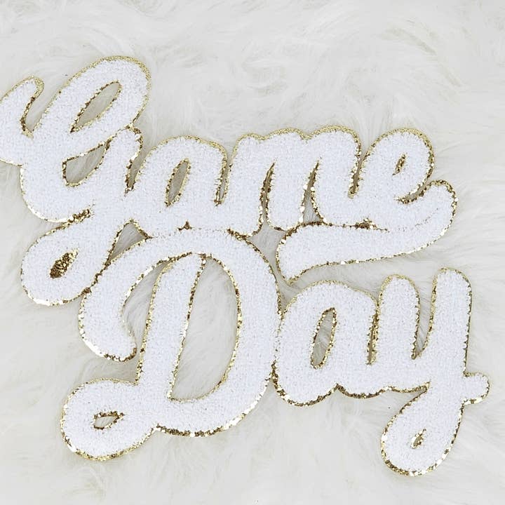 Scratch Decor - Wholesale Patch - Large Game Day Chenille Gold Glitter Iron-on Patch1