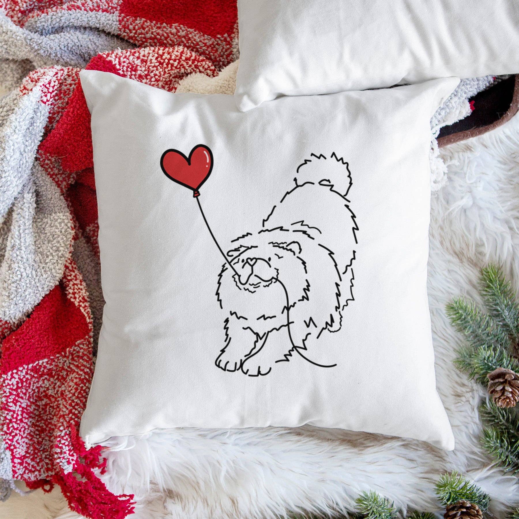 Inkopious - Wholesale Throw Pillow Cover - Chow Chow Heart String - Throw Pillow Cover2